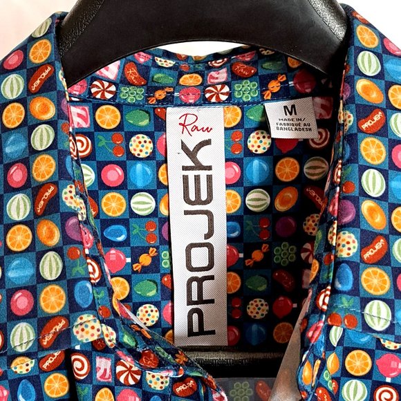 stunning RAW PROJEK mens Fruity SHIRT Size MEDIUM SHORT SLEEVES fruits all over - Picture 3 of 8